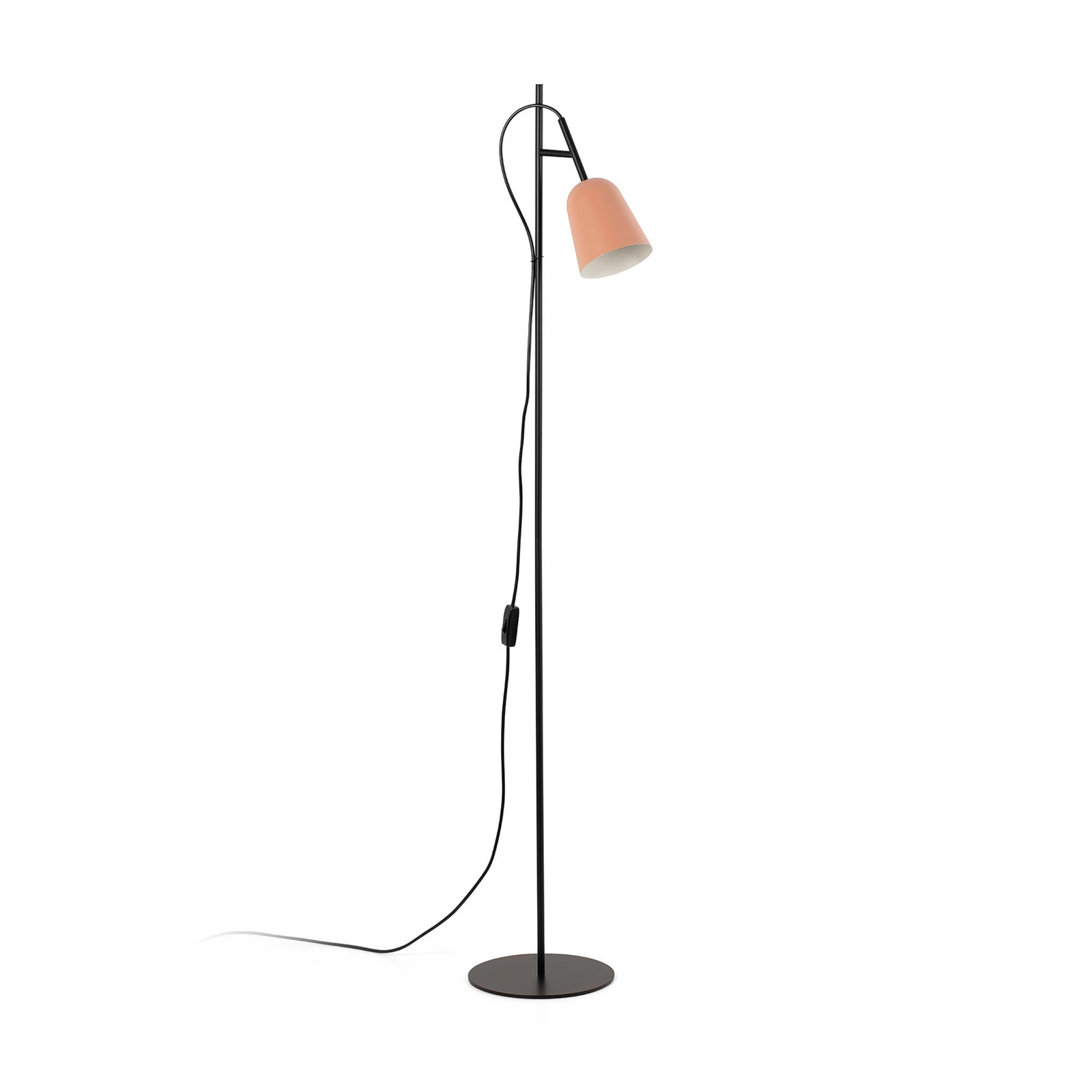 Studiová stojací lampa, růžová/černá, ocel, výška 132,5 cm