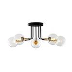 Burano ceiling light, 5-bulb, black, glass, 31 cm high, G9