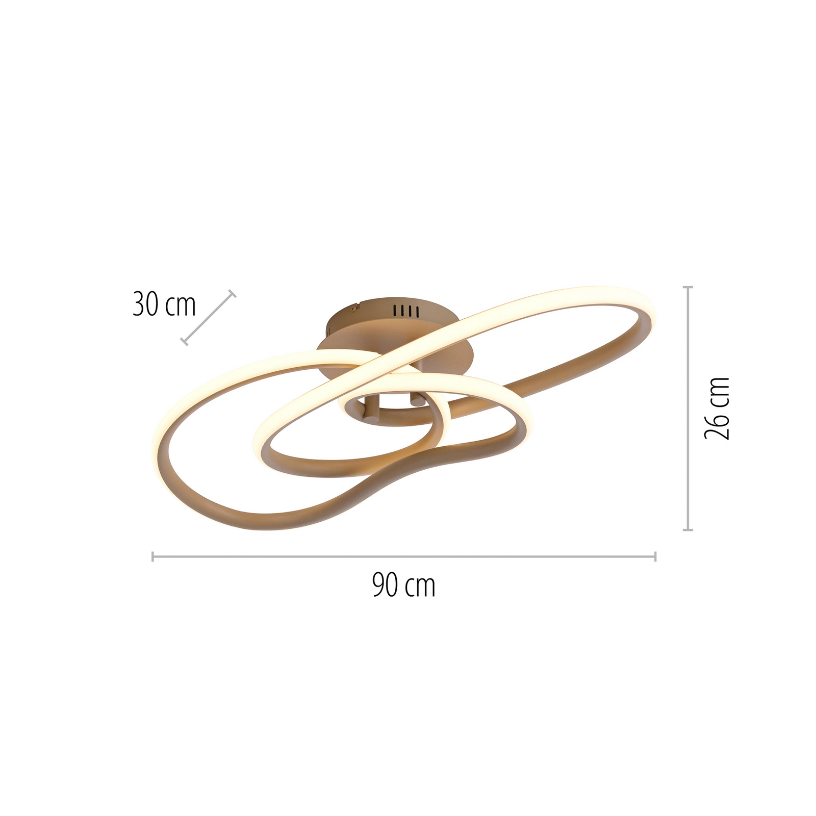 LED lubų šviestuvas „TWIST“, smėlio spalvos, ilgis 90 cm, metalinis, su LED lubų šviestuvas „TWIST“, smėlio spalvos, ilgis 90 cm, metalinis, su