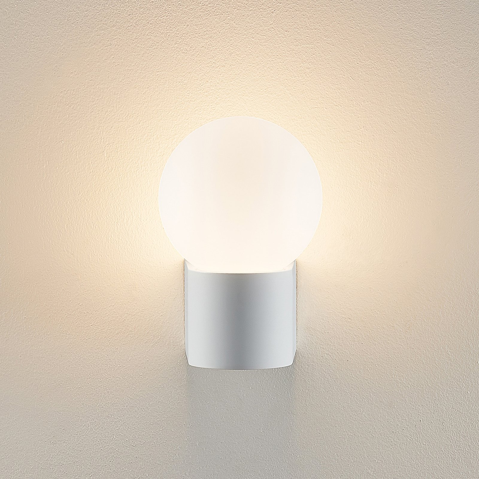 Molto Luce Lanu Ronde buitenwandlamp, wit, aluminium/glas