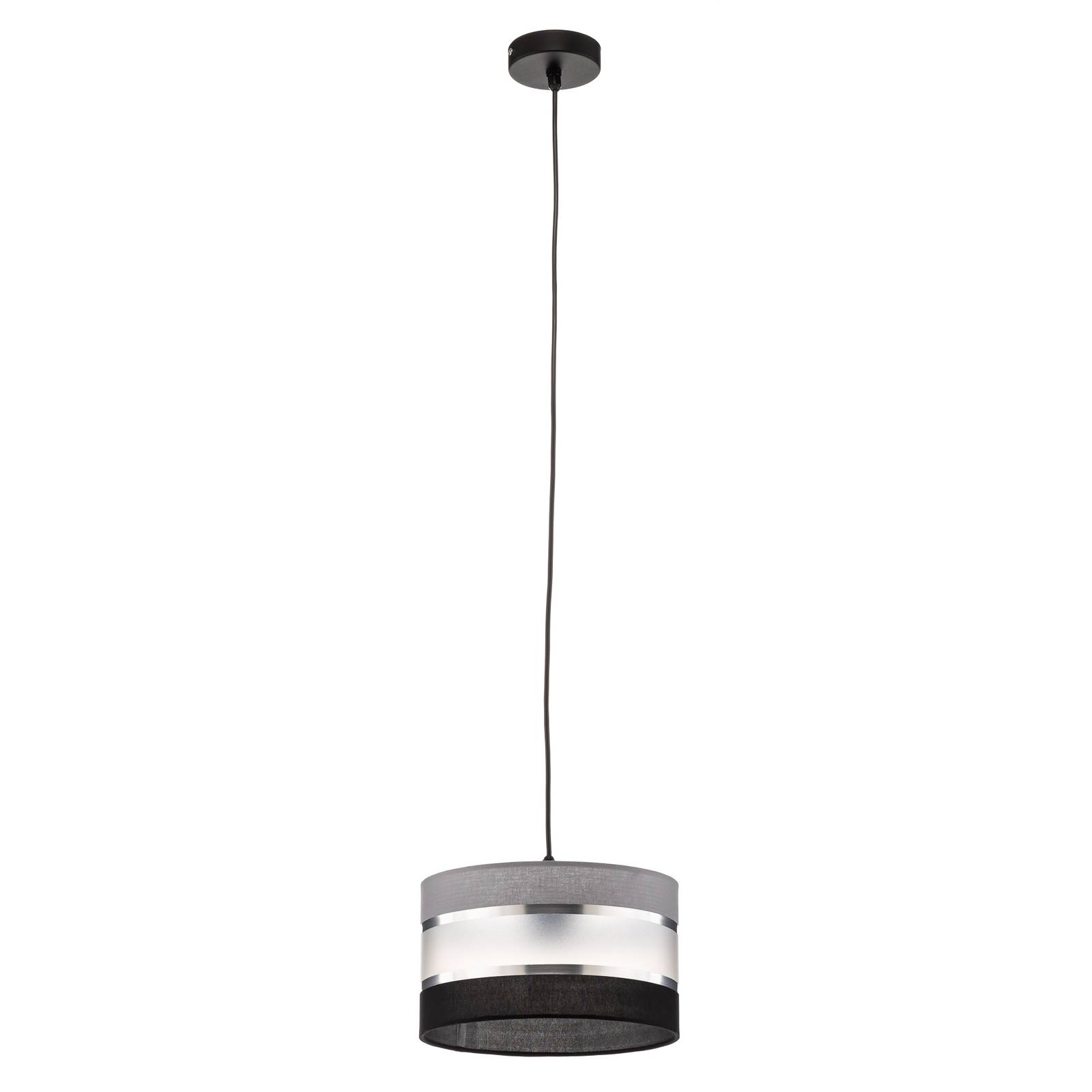 Suspension Helen abat-jour gris-noir-argenté 25cm