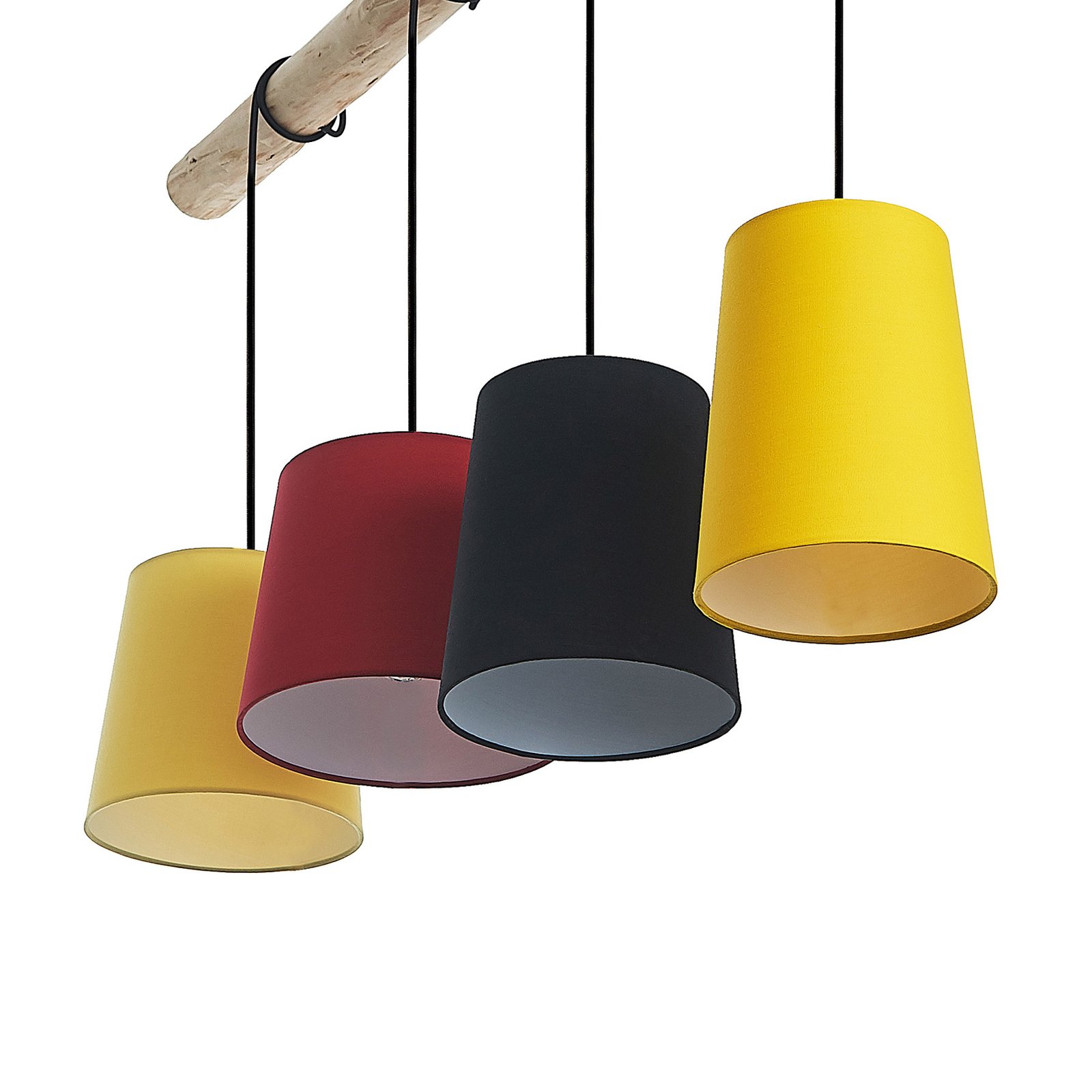 Hinai 4 Závěsné Světlo Black/Red/Yellow - Lindby