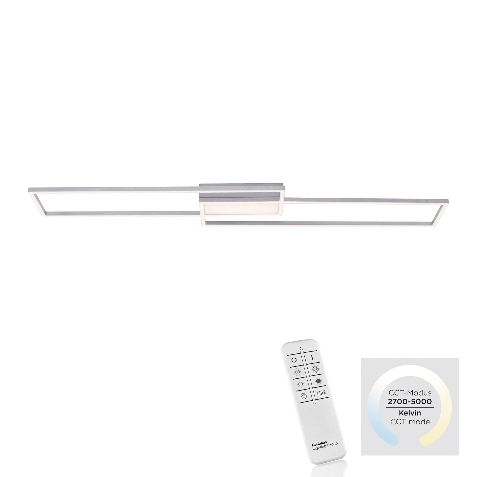 Plafonnier LED Asmin, CCT, acier, 109,5x25,7 cm