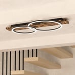 Plafonnier LED Boyal, brun, longueur 78 cm, bois, à 2 lampes.