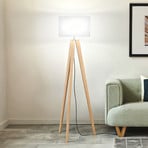 Lampadaire SHINE-WOOD, blanc/nickel/chêne, hauteur 164 cm 3 x E27