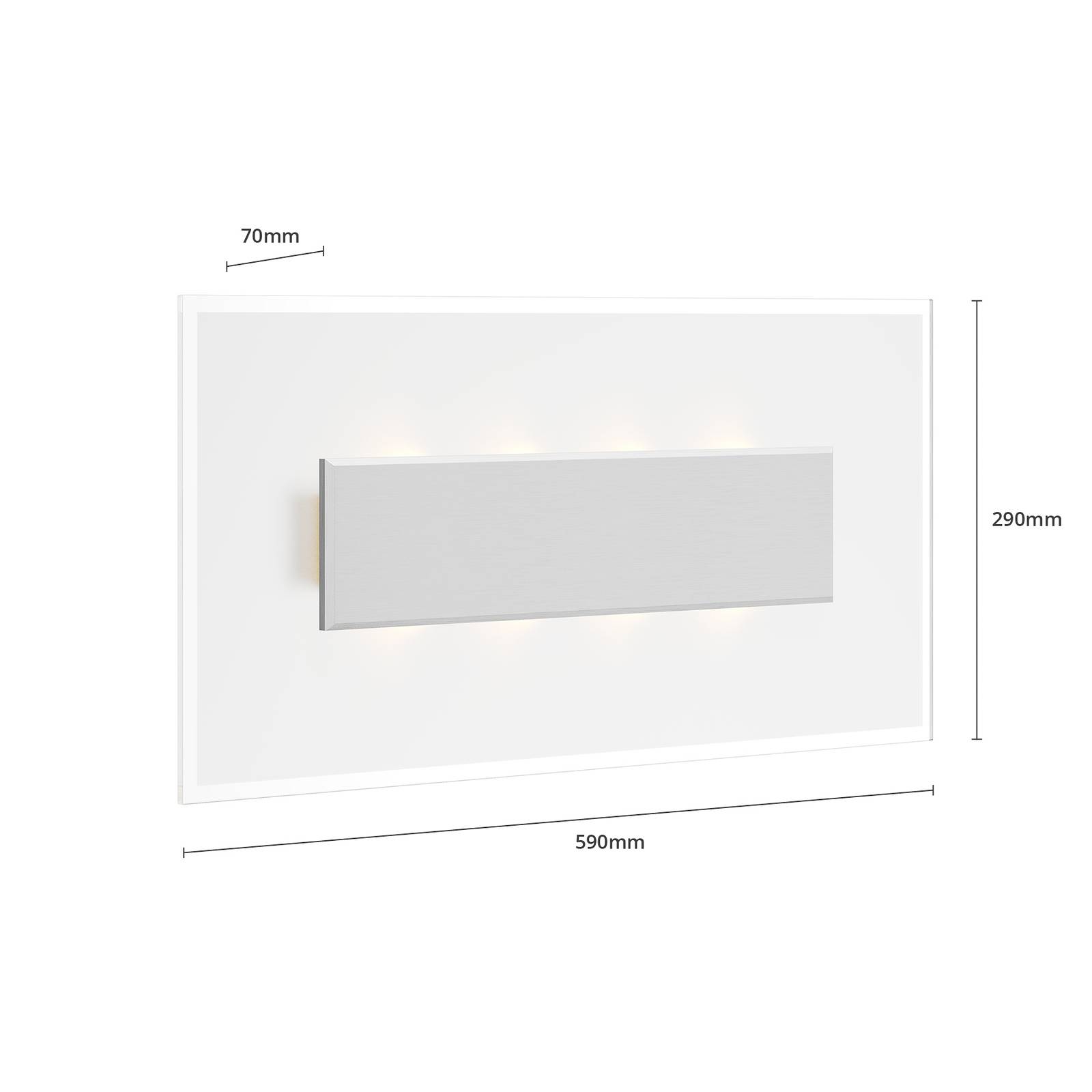 Quitani kinkiet LED Lole, aluminium, 59 x 29 cm, szkło