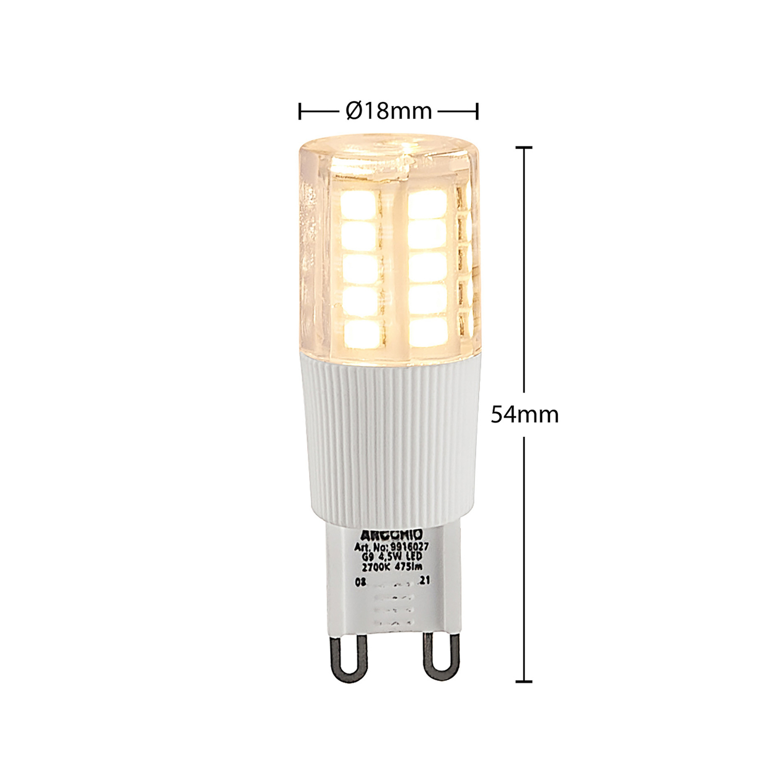 Arcchio LED stiftlamp, G9, 4,5 W, helder, 3.000 K, dimbaar