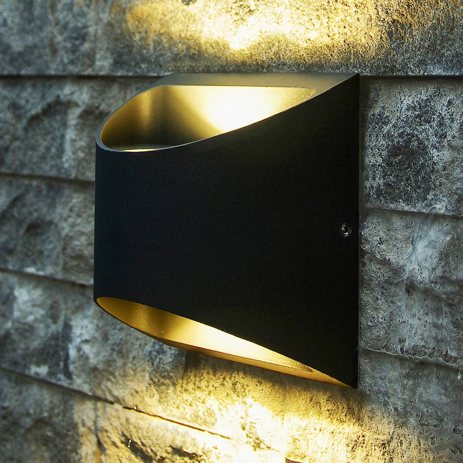 LED kültéri fali lámpa Dodd, félkör alakú, fekete