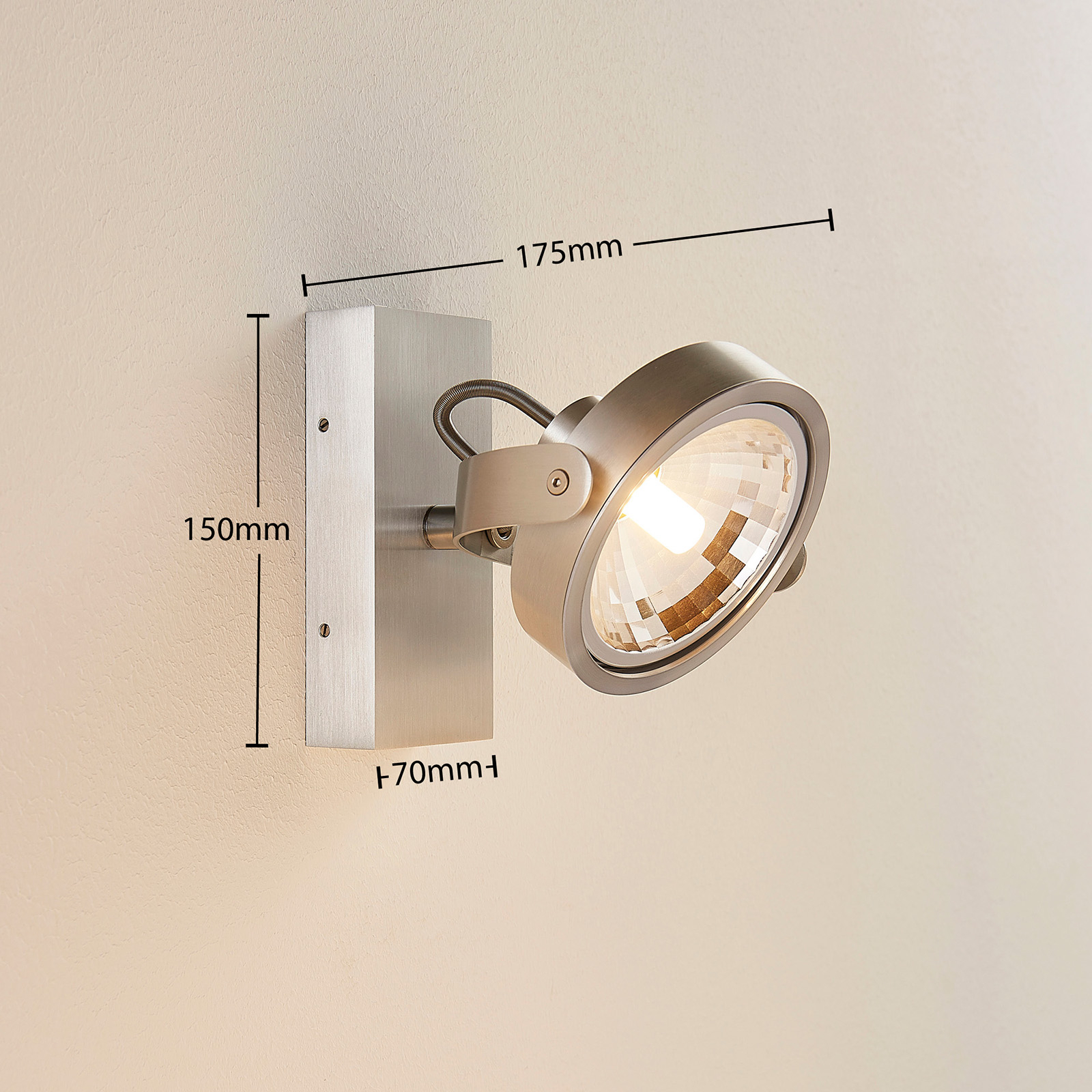 ELC Mitella ceiling spotlight, 1-bulb, silver