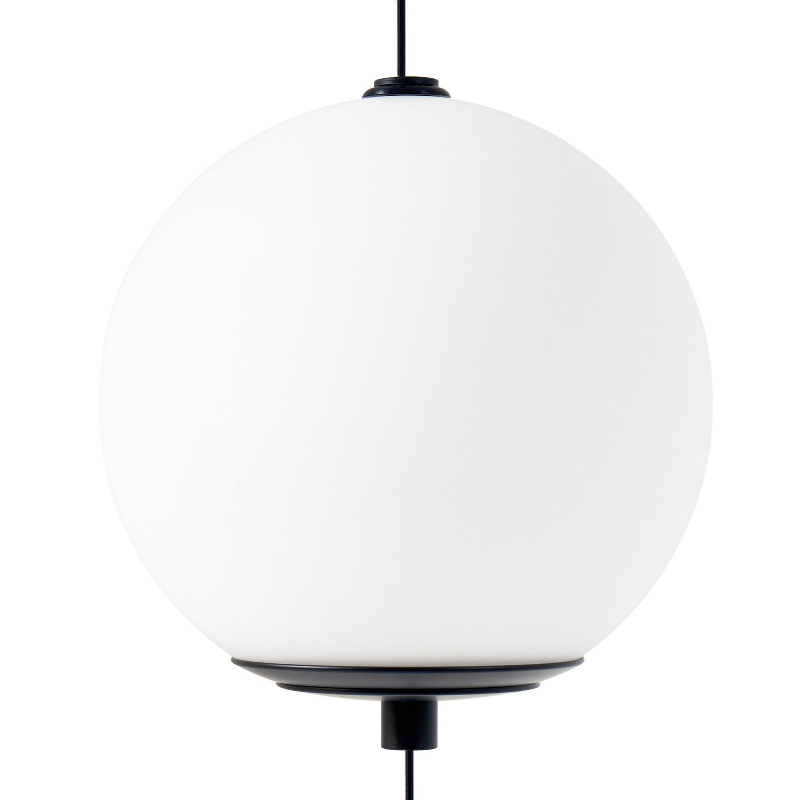 lámpara de pie LED Lucande Sphere, negro/ópalo, cristal, atenuable