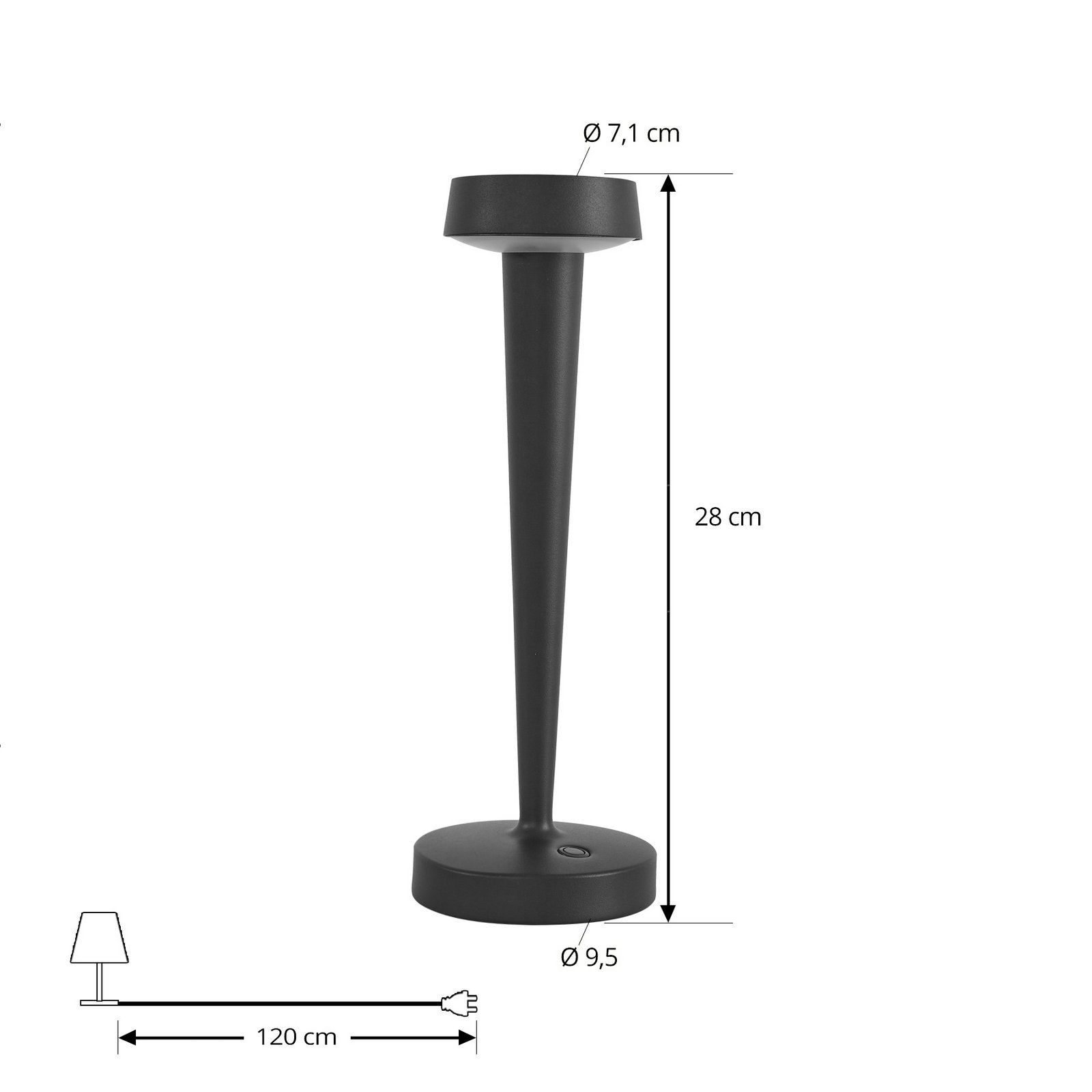 Lucande LED-Akku-Kerzenständer Lea, Vase, dunkelbraun, 28 cm