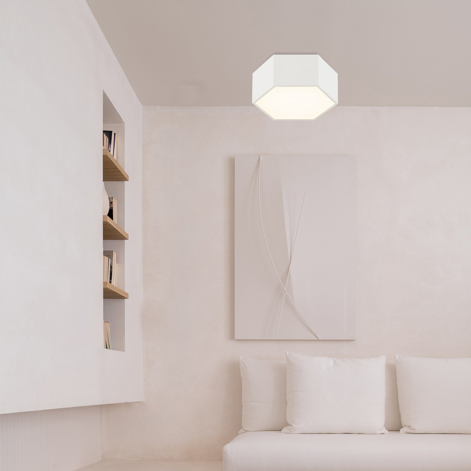 Libre LED ceiling light, cream white, steel, 3,000 K
