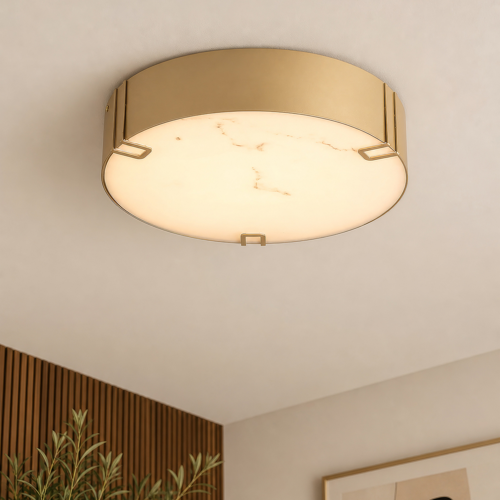 Plafón LED Marmo, color dorado, metal, IP44, 3.000 K Plafón LED Marmo, color dorado, metal, IP44, 3.000 K