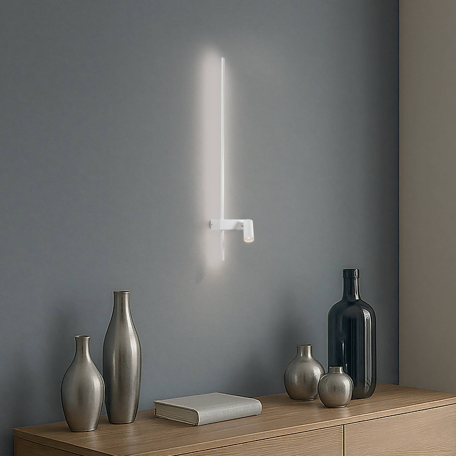 Wandlampe EASY LEFT, weiß, Breite 80 cm, Metall, GU10 + LED günstig online kaufen