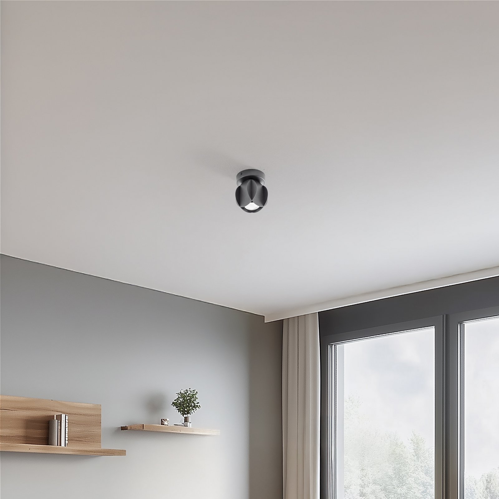 Прожектор за таван GAMBIT, черен, Ø 10 cm, метал, GU10 LED Прожектор за таван GAMBIT, черен, Ø 10 cm, метал, GU10 LED