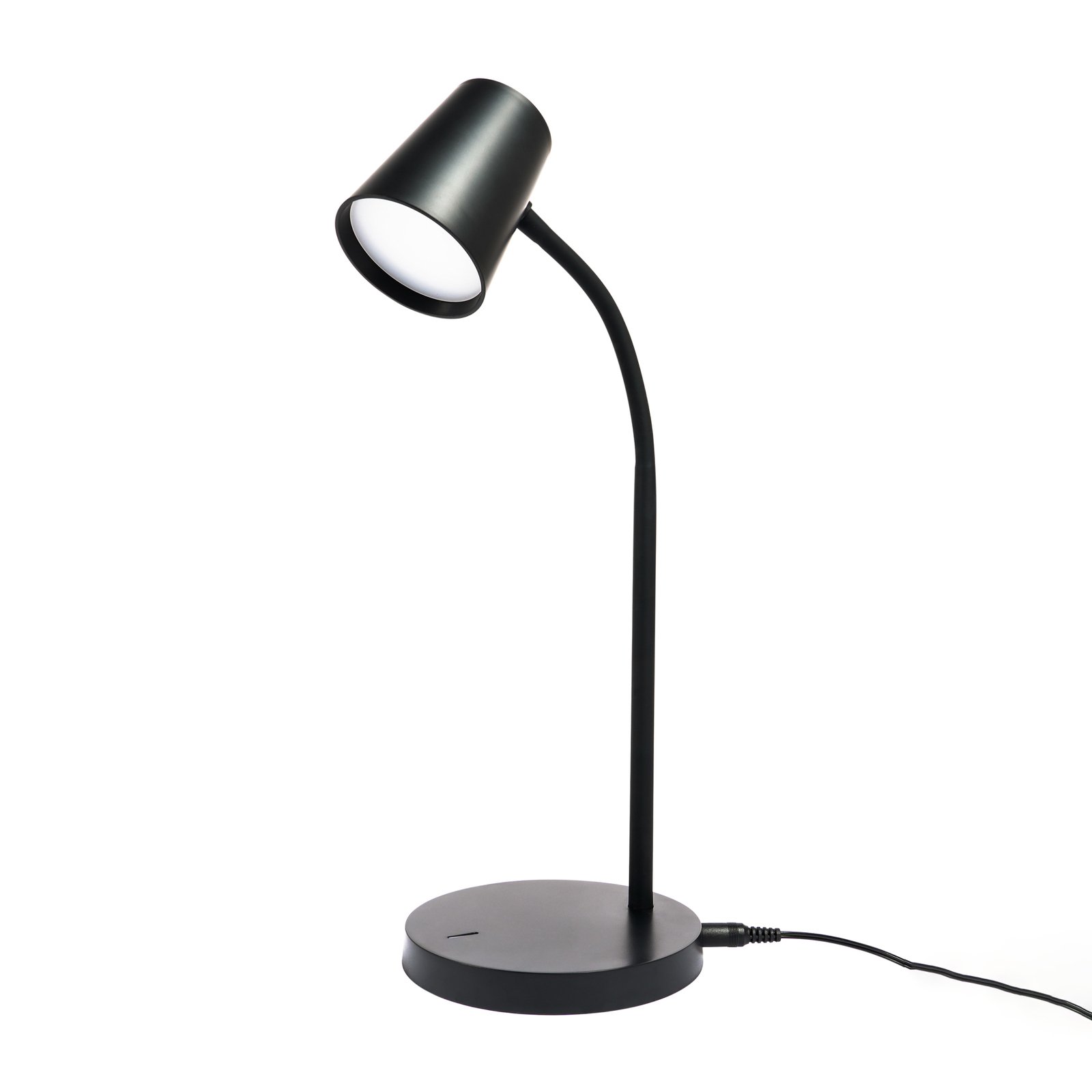 Lindby Ailina LED-bordlampe, rund fod, sort