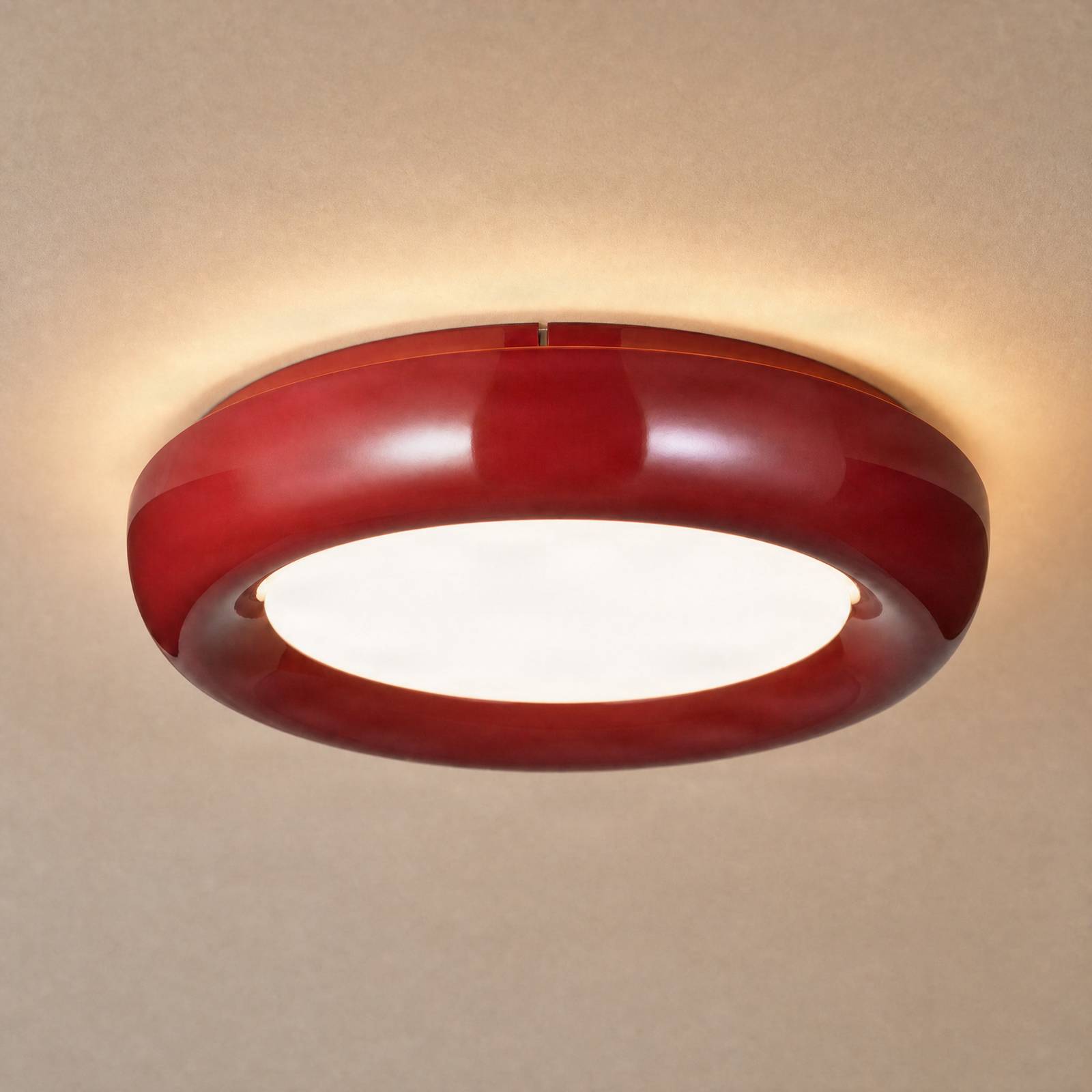 Lampa sufitowa LED Lindby Lennox, czerwona, 3-stopniowa regulacja jasności, Ø