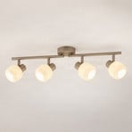 NOLA Deckenstrahler Evey, Länge 83 cm, 4-flg., weiß/beige