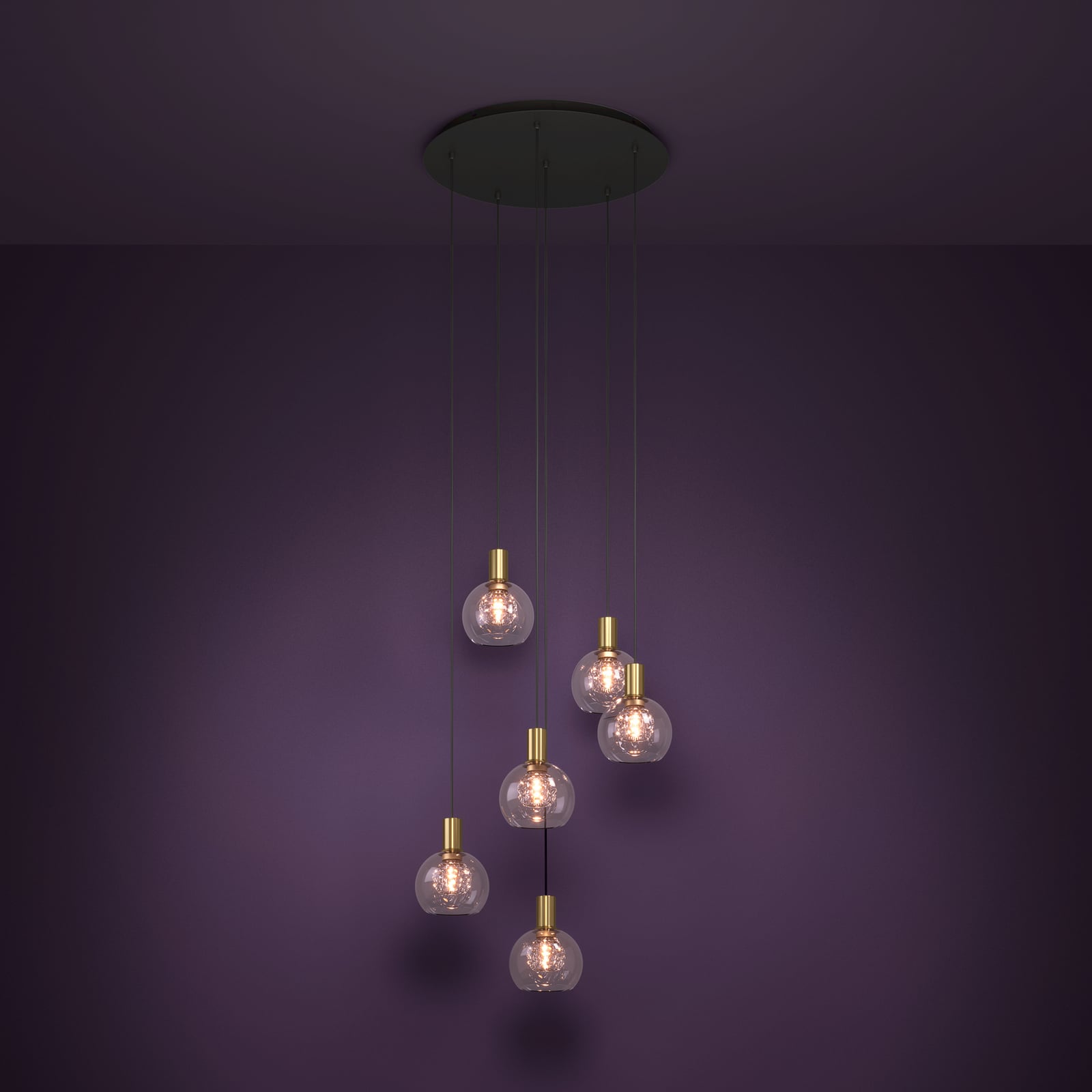 Suspension LED Stars of Light Terque, laiton, Ø 54 cm, à 6 lampes