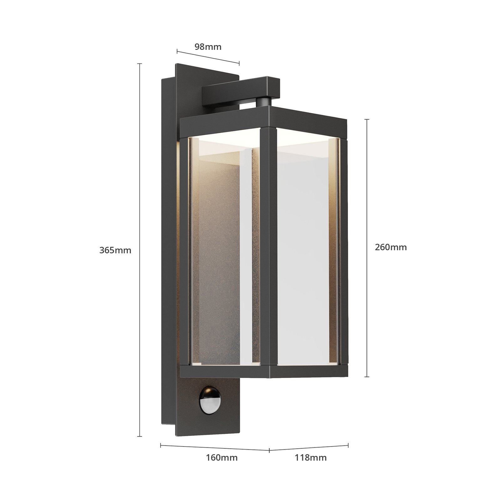 Ferdinand Outdoor Wall Lamp w/Sensor Dark Grey - Lucande