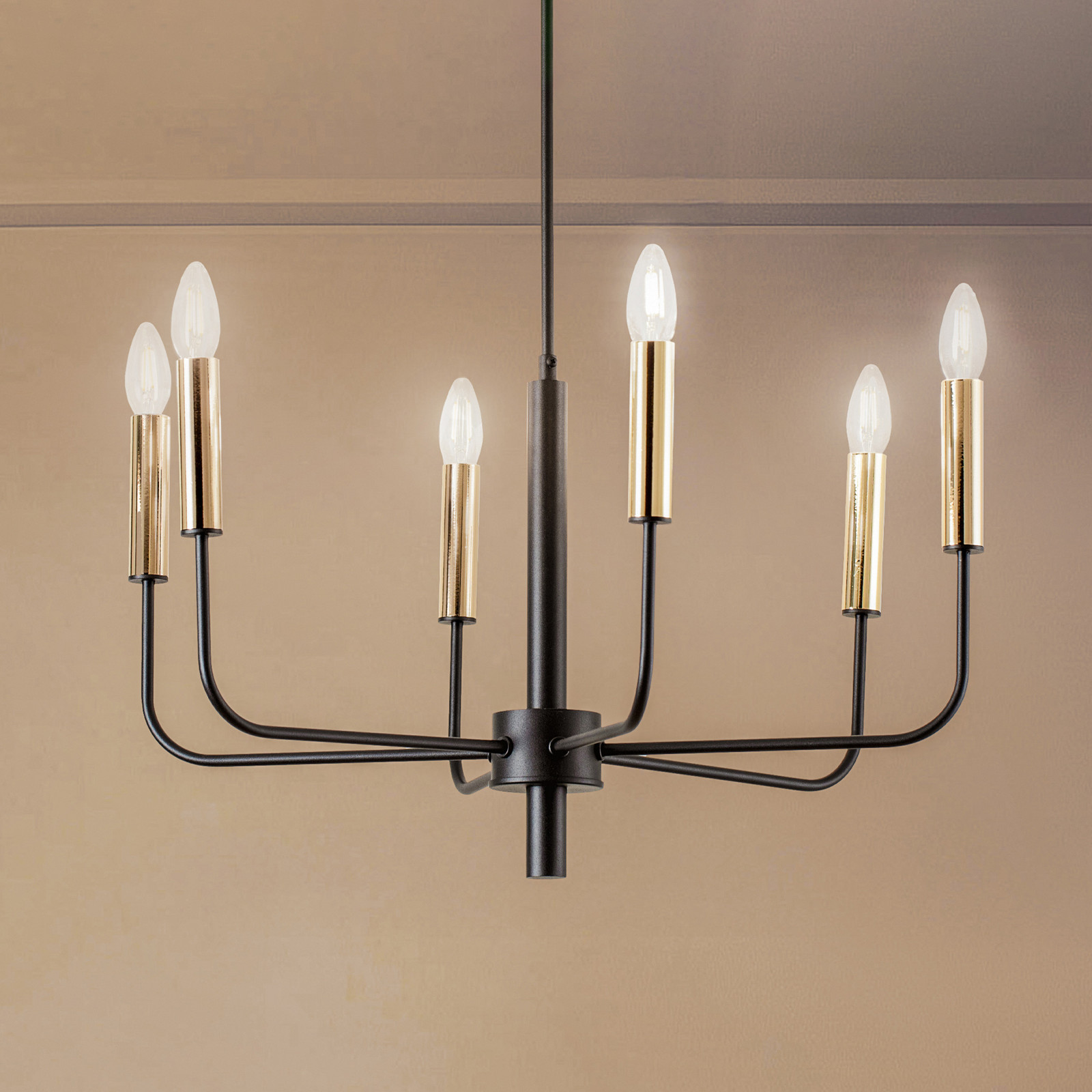 Luminex Candelabru Hedwig 6 becuri - Camera de zi / sufragerie - negru auriu - Metal