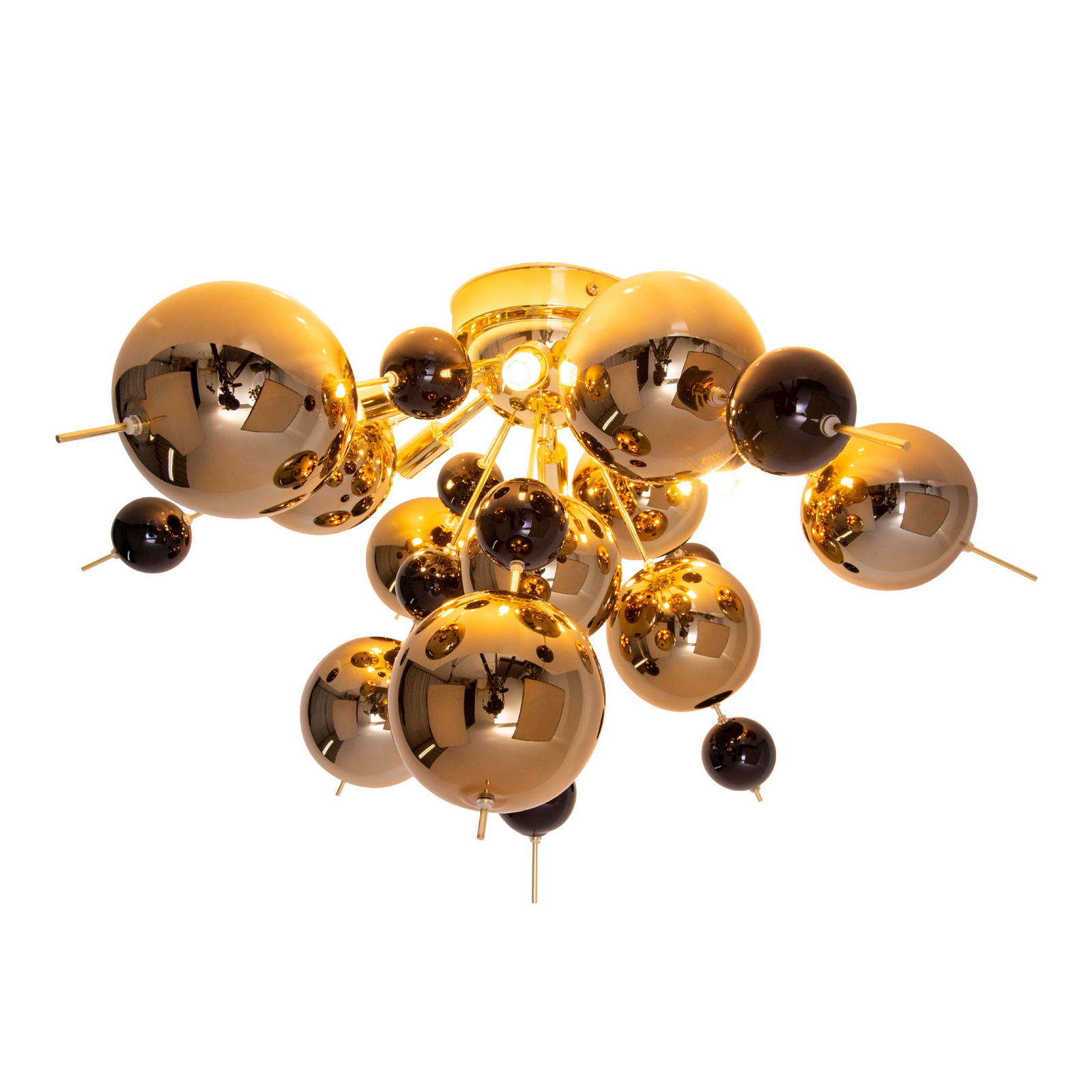 Plafondlamp explosie met gouden bollen