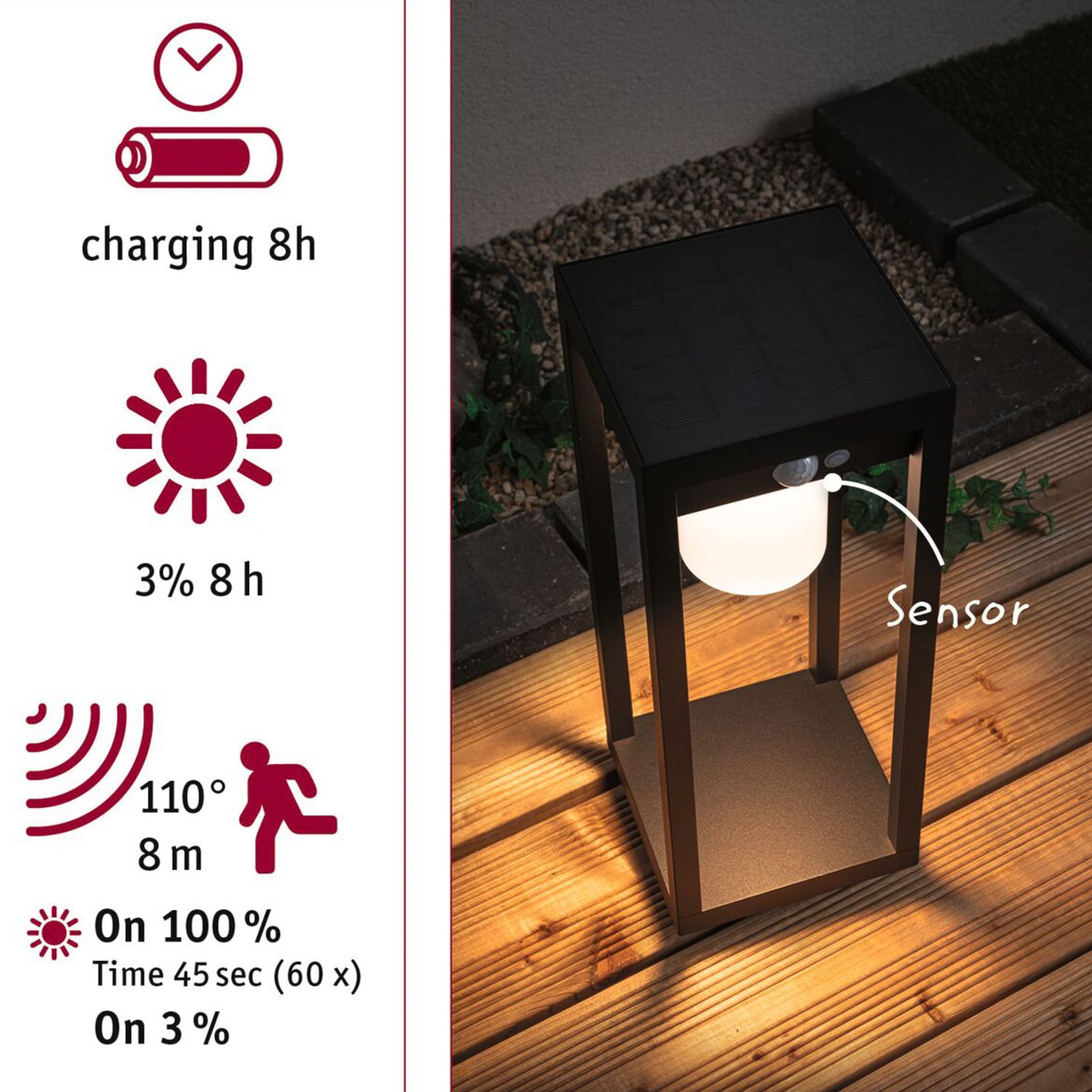 Marisol Solar Cell Lamp Black - Paulmann