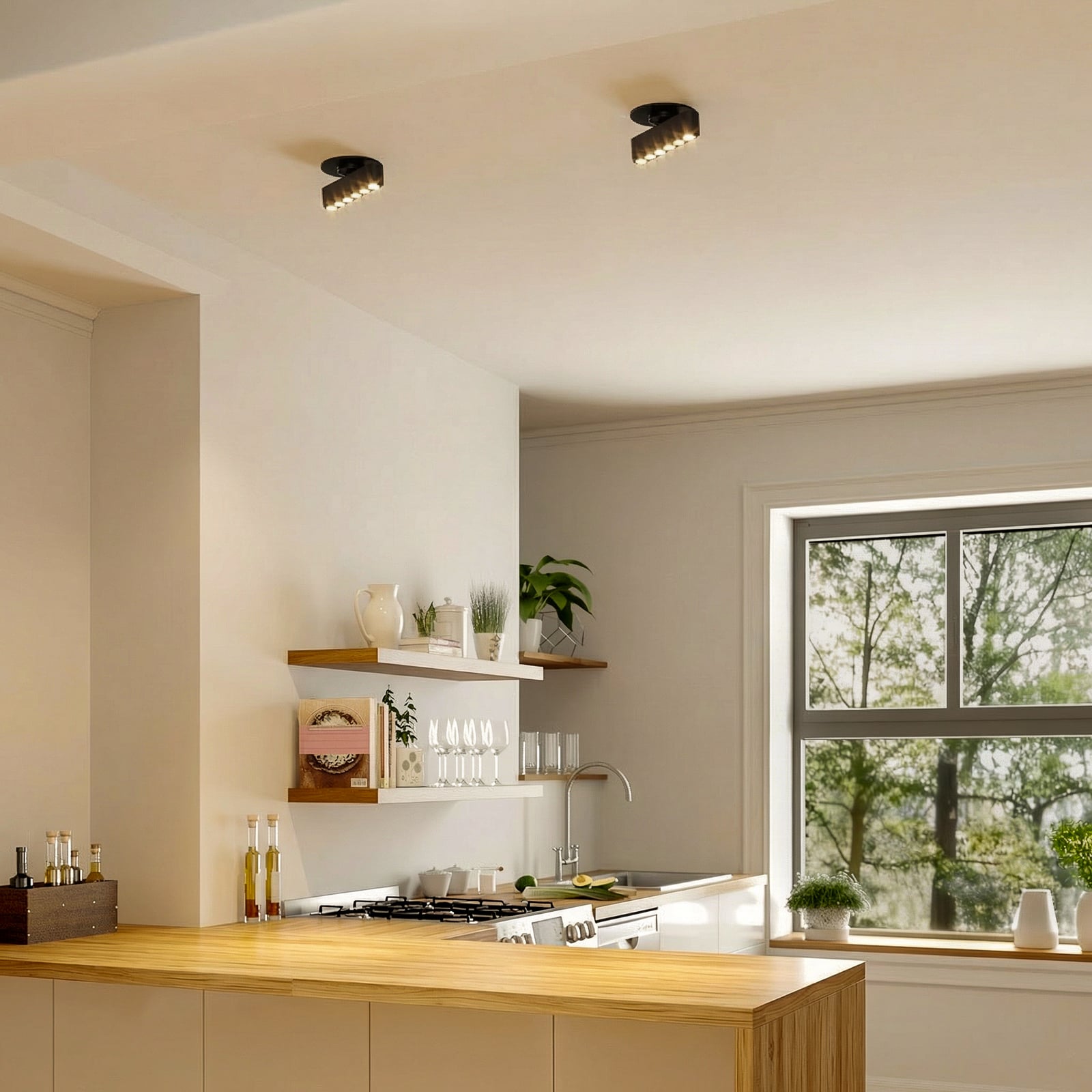 Lindby LED вградена лампа Eldrin, черна, светлинни точки, 13,1 cm