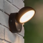 Finn LED wall light, black, IP54, day/night sensor