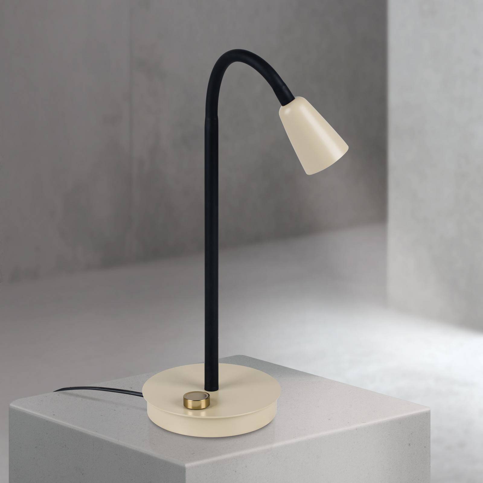Lampa stołowa Dotty, khaki, wysokość 45 cm, podstawa, ściemniacz, GU10
