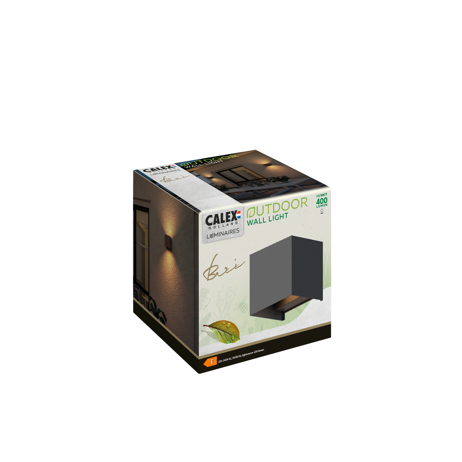 Calex LED outdoor wall lamp Cube, up/down, height 10 cm, black