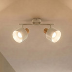 Faretto da soffitto Lindby Lenja, a 2 luci, beige, E14, metallo