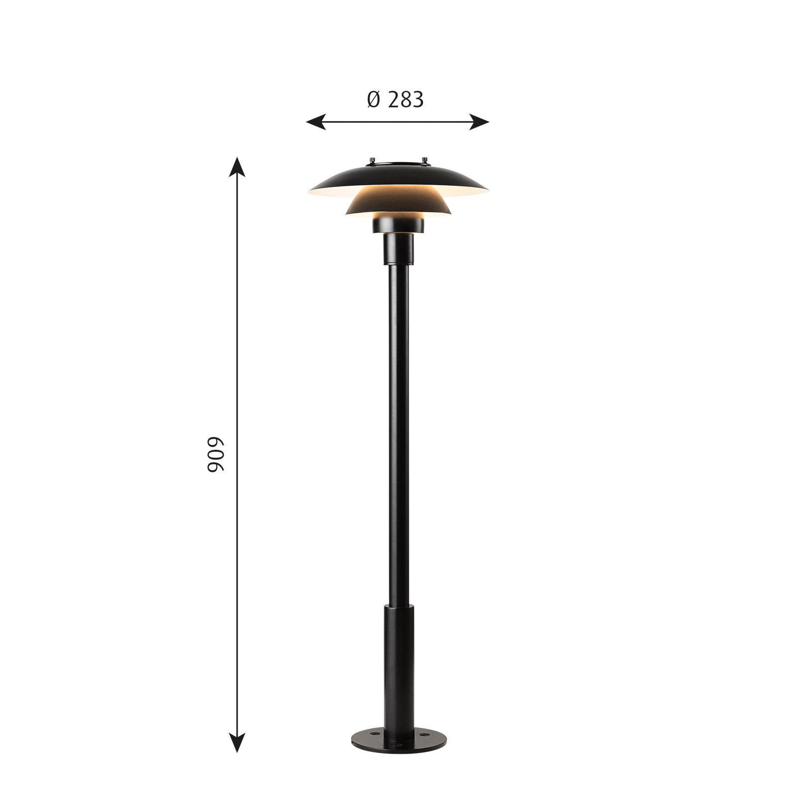 Louis Poulsen Borne lumineuse PH 3-2 1/2, noir, 91 cm acier inoxydable