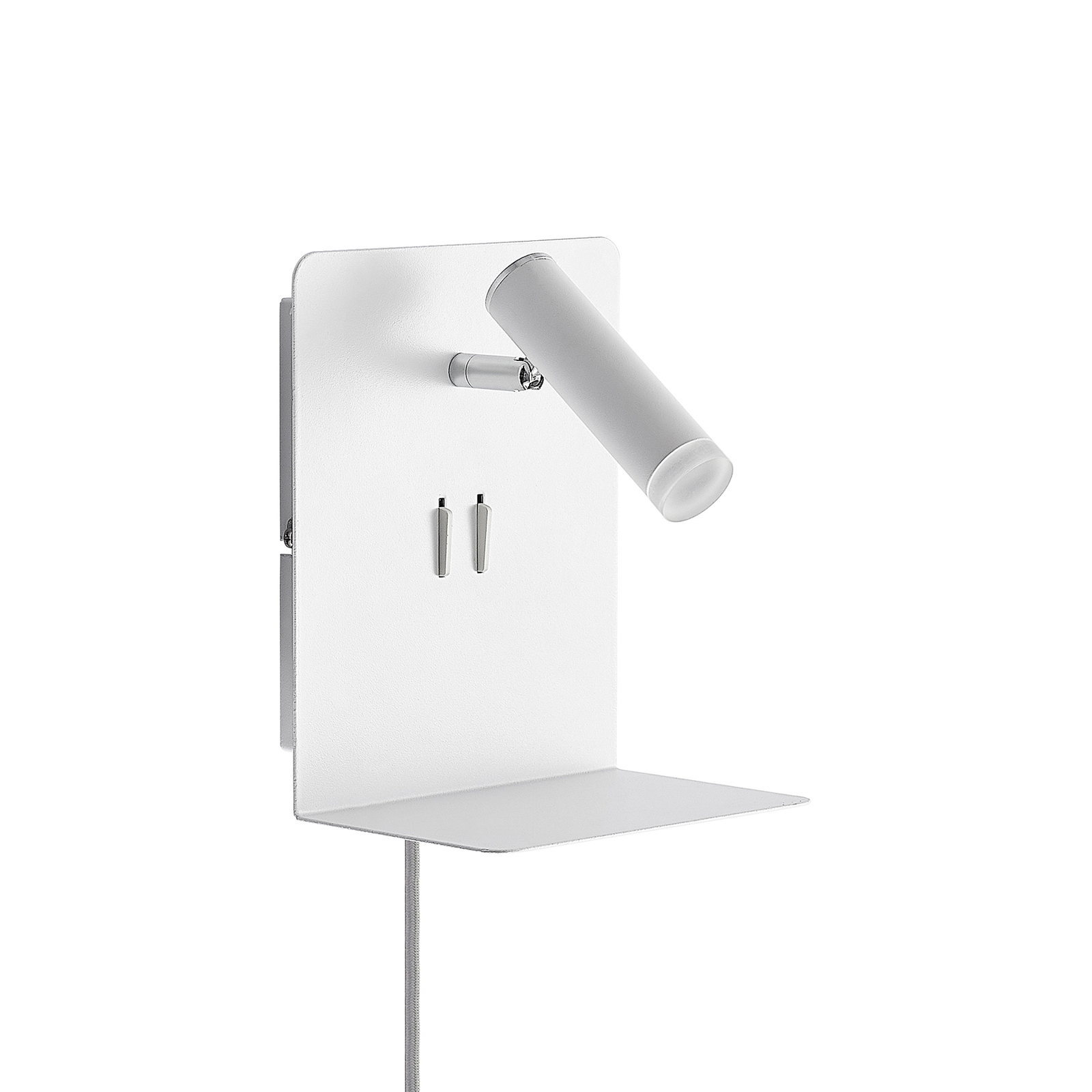 Lucande Zavi LED wall spotlight, shelf, USB, white