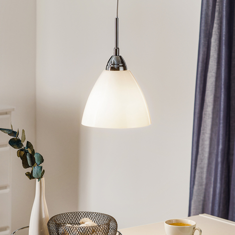 Opalweiße Glas-Hängeleuchte Read, 20 cm