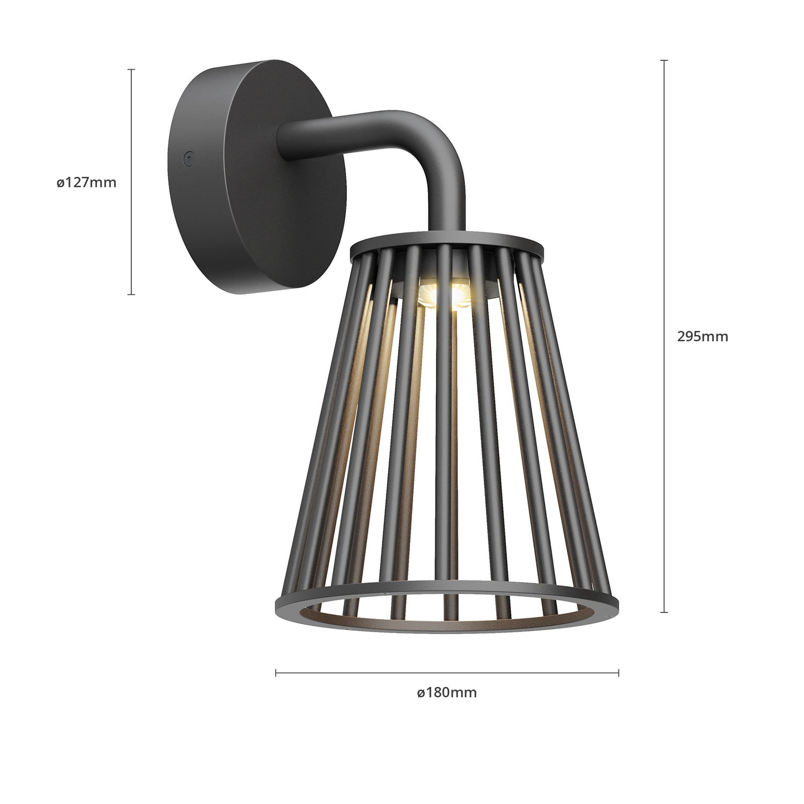 UDGÅET - Miray LED Vanjski Zidna lampa tamno Siva - Lucande