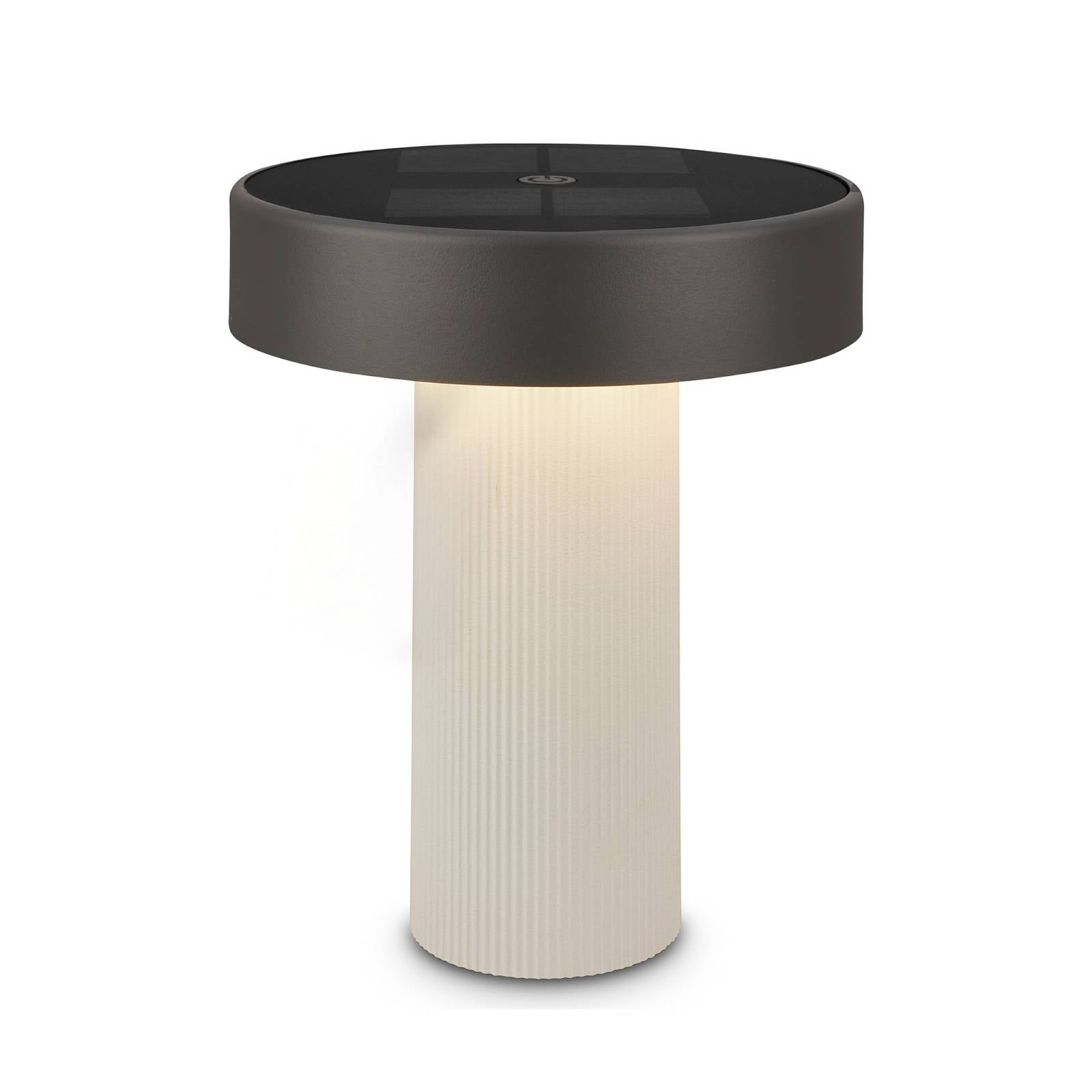 LED-Akku-Solar-Tischlampe Poga, altweiß/anthrazit, IP44