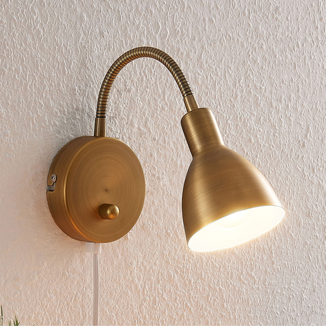 Lindby Amrei vegglampe, dimbar, antikk messing