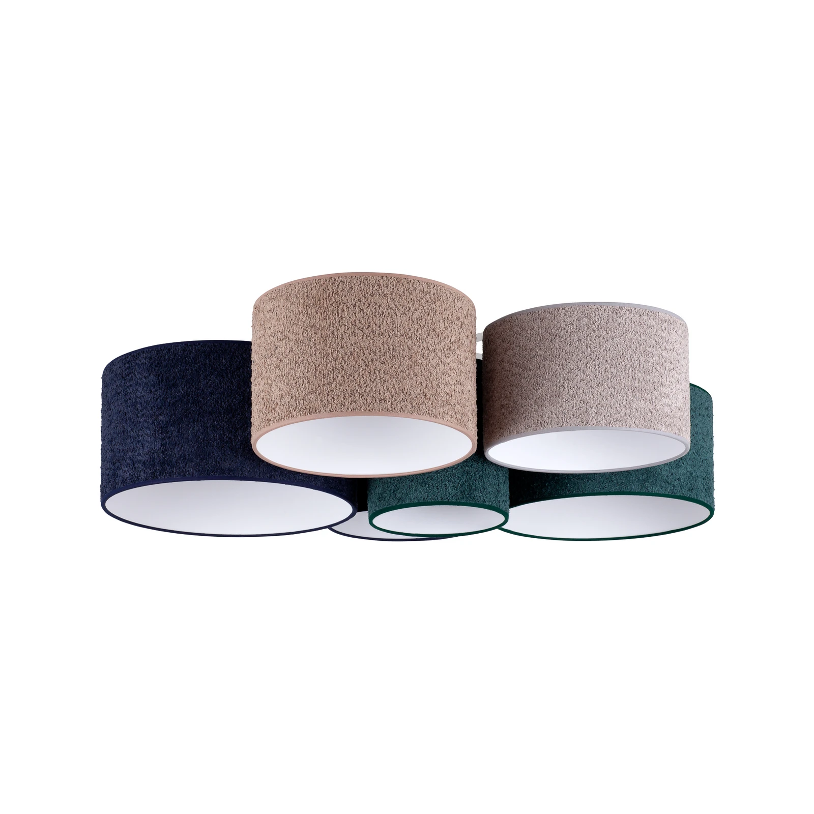 Boucle ceiling light, 6-bulb, blue/green/cappuccino/grey