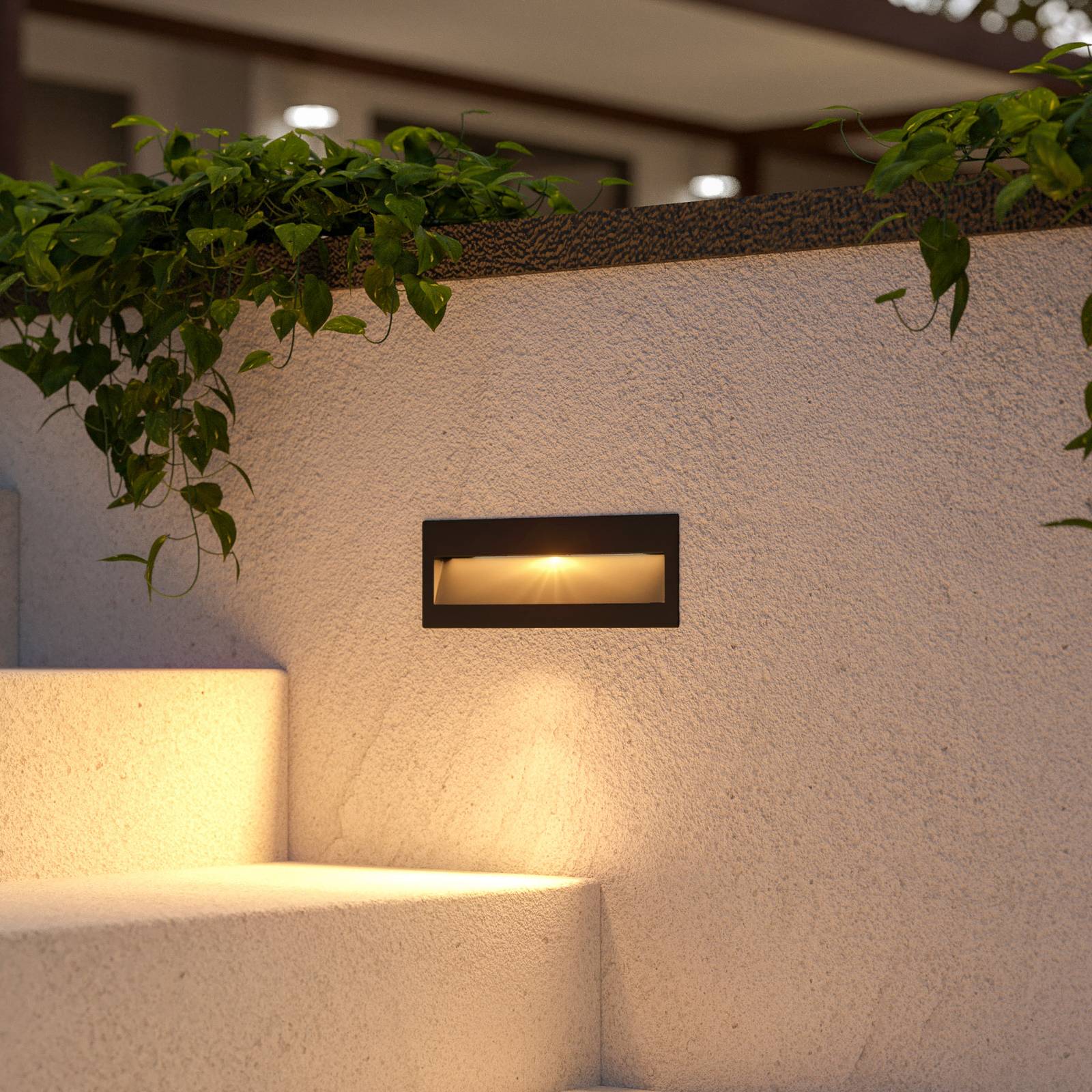 kapok Megalopolis sammenholdt Mørk LED-indbyg.-lampe Loya, vægmontage udendørs | Lampegiganten.dk