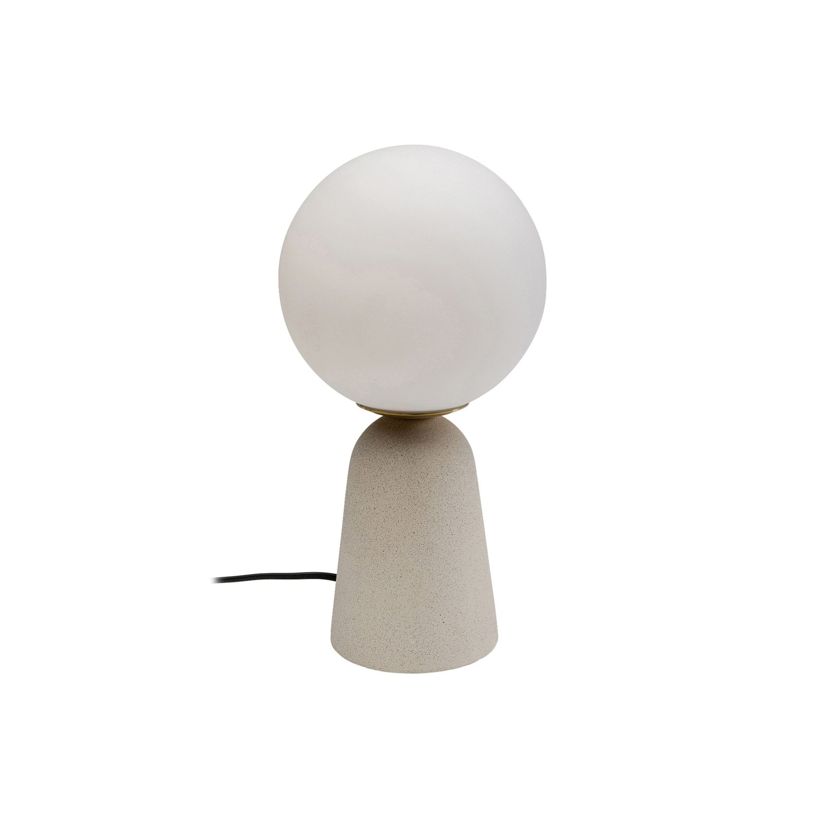 KARE Lampe de table Bollie, pied en béton beige, verre opale hauteur 31 cm
