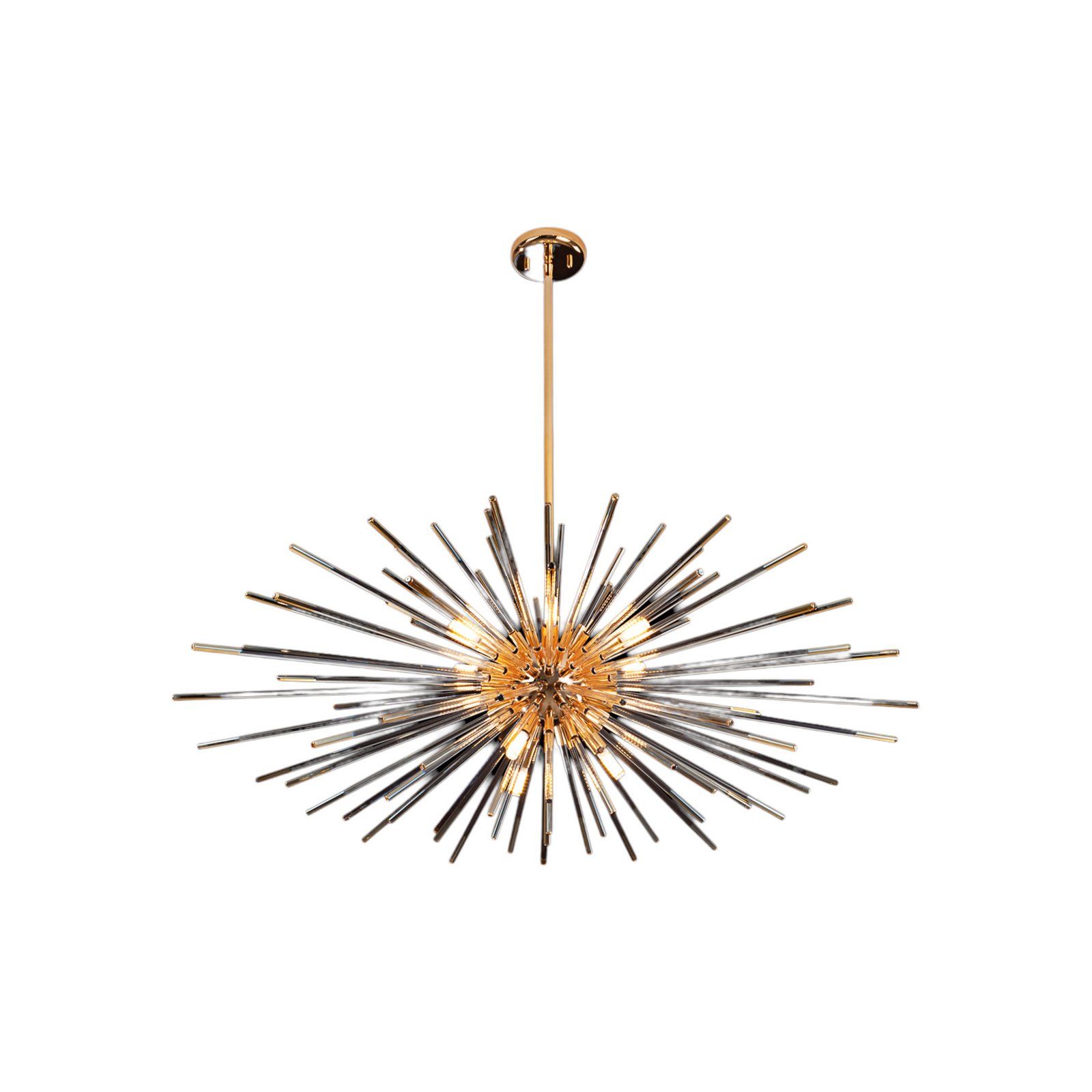 Hängeleuchte Evasion, 9-fl., gold, Metall, Glas, Ø 100cm
