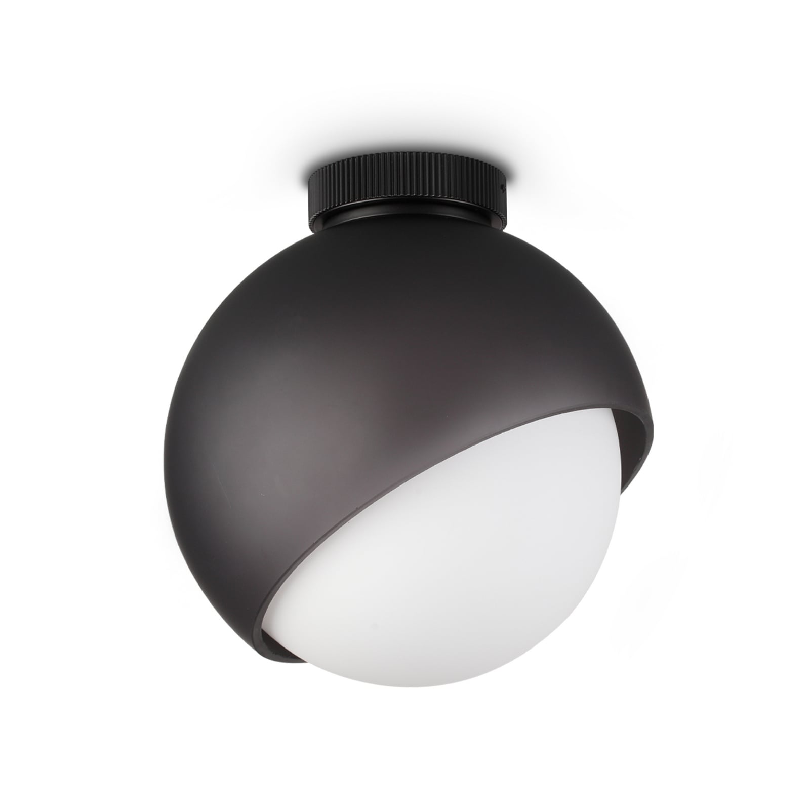 Φωτιστικό οροφής IDEAL LUX Bloom, Ø 22 cm, μαύρο, μέταλλο/γυαλί