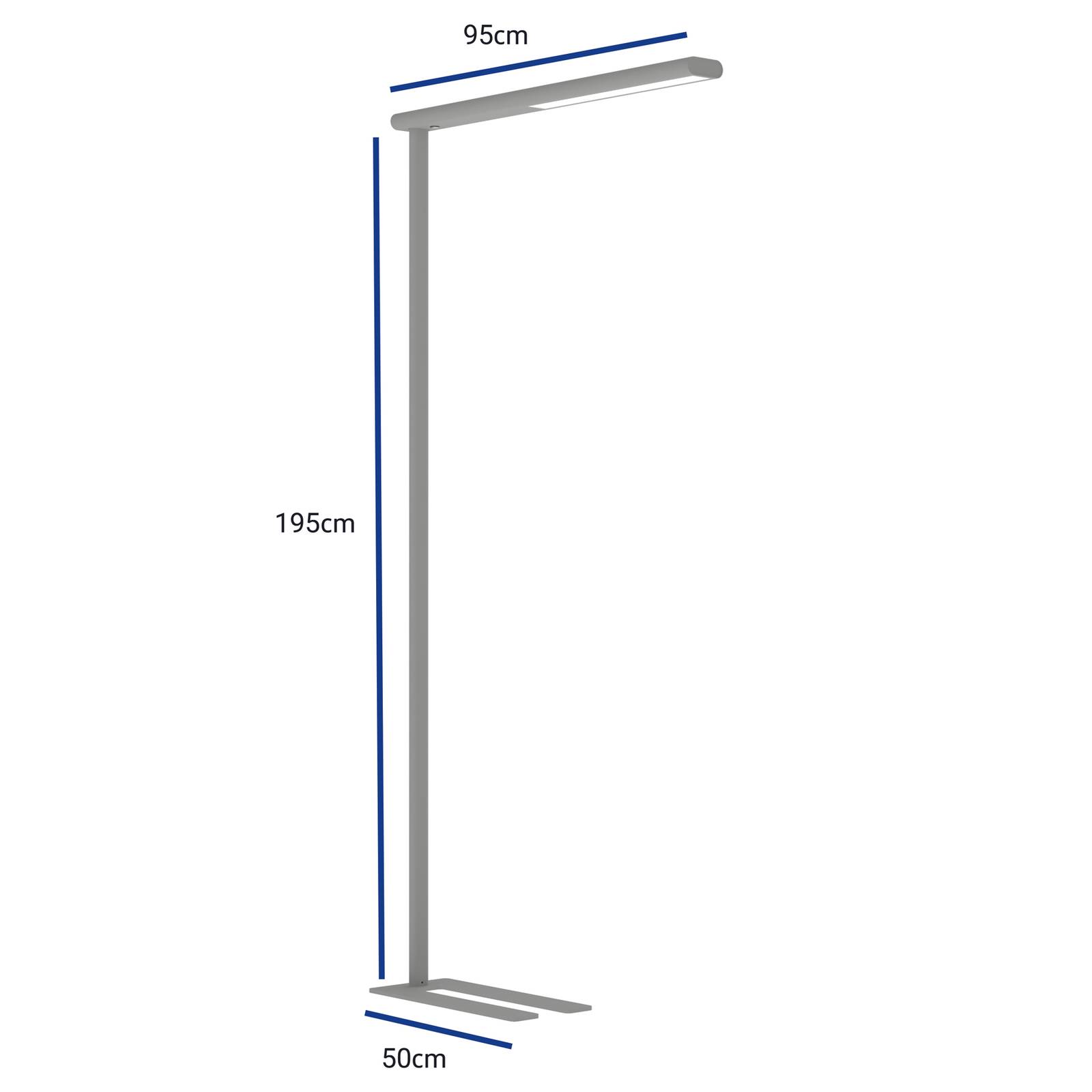 Maul Vloerlamp - Werkkamer / Kantoor - dimbaar - Modern - alu / grijs / zink - aluminium, staal