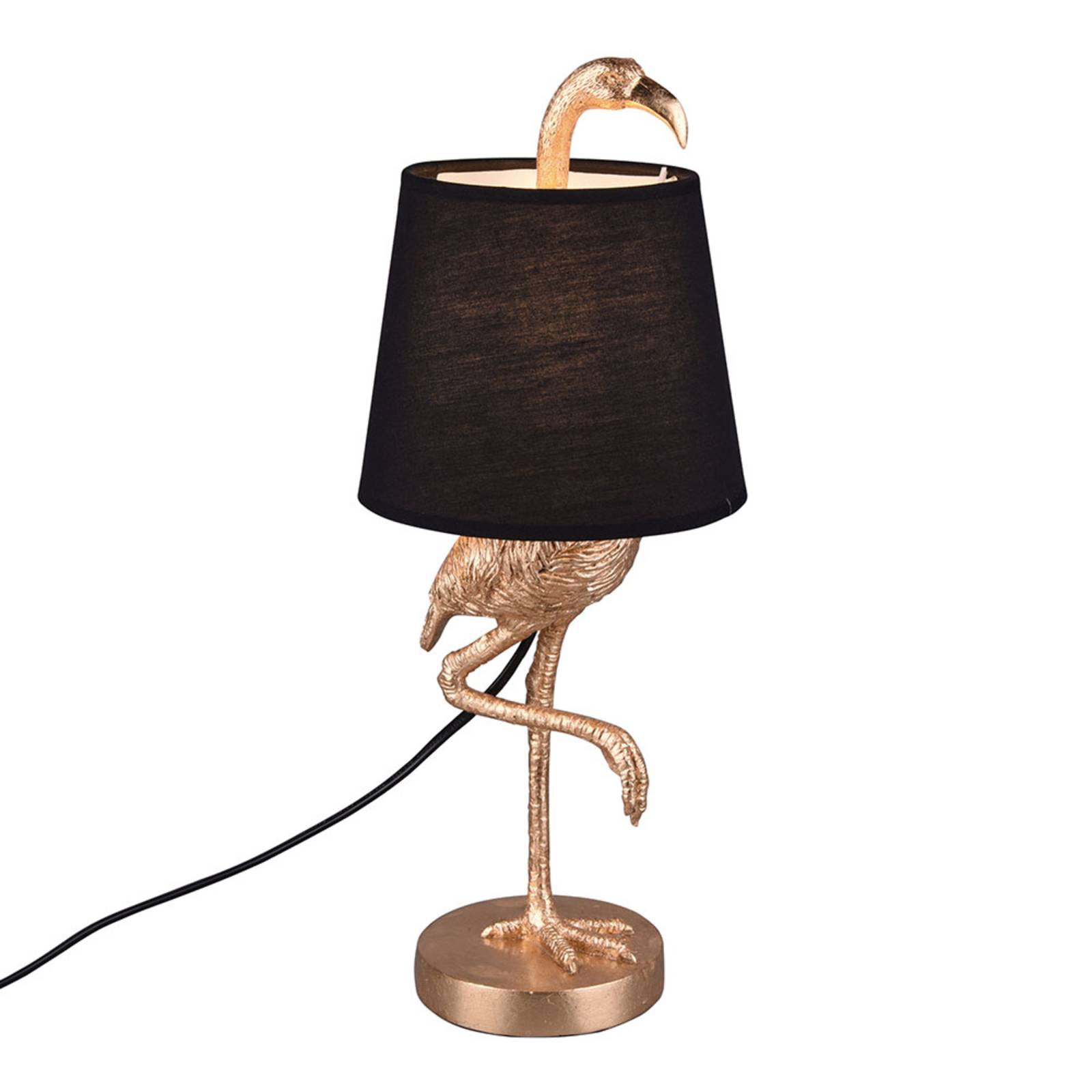 lámpa Lola flamingó figurával, fekete/arany