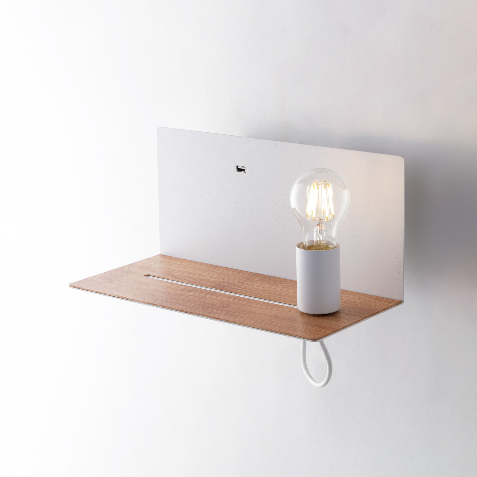 Flash wall light, white, width 33 cm, aluminium