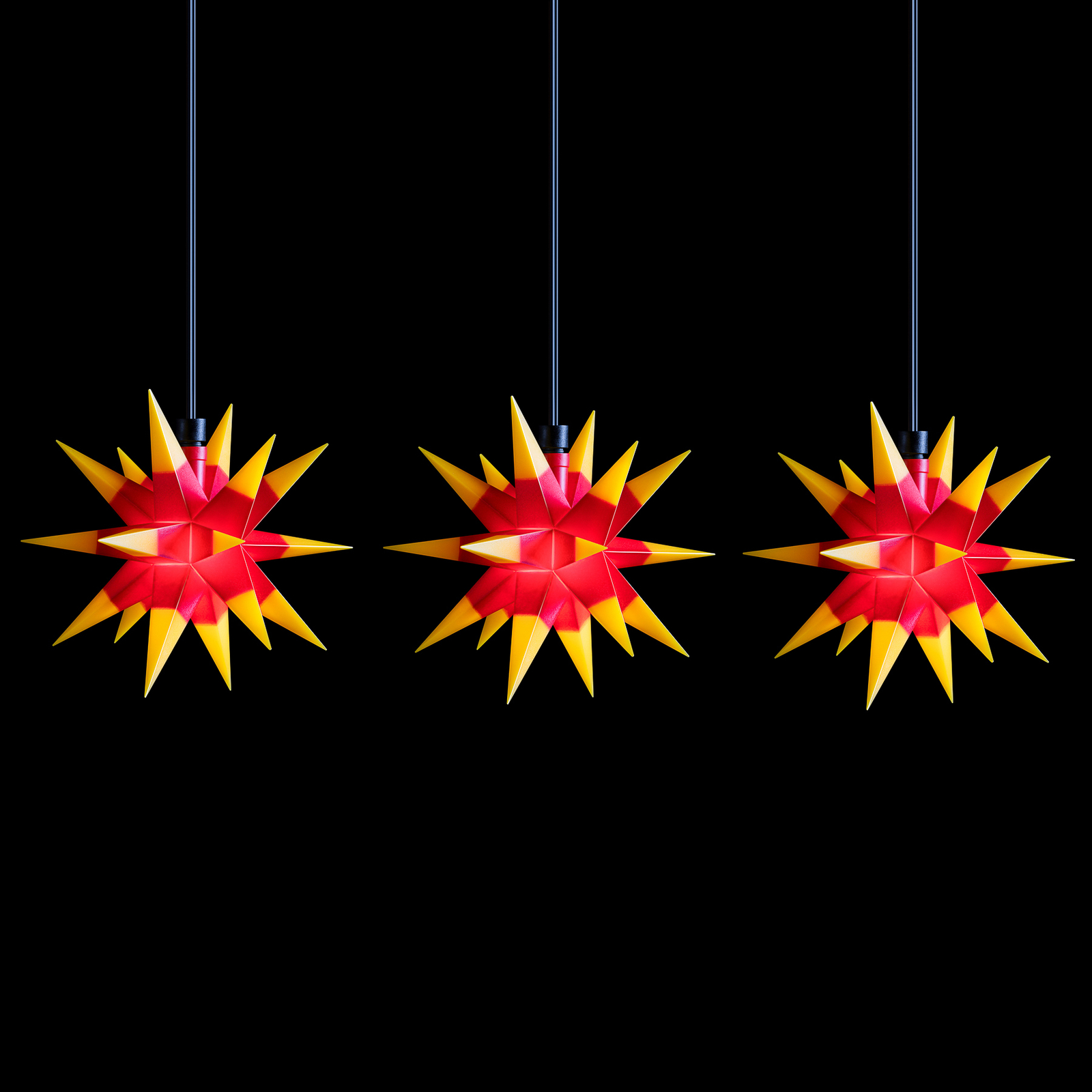 Mini star LED string lights 3-bulb red/yellow