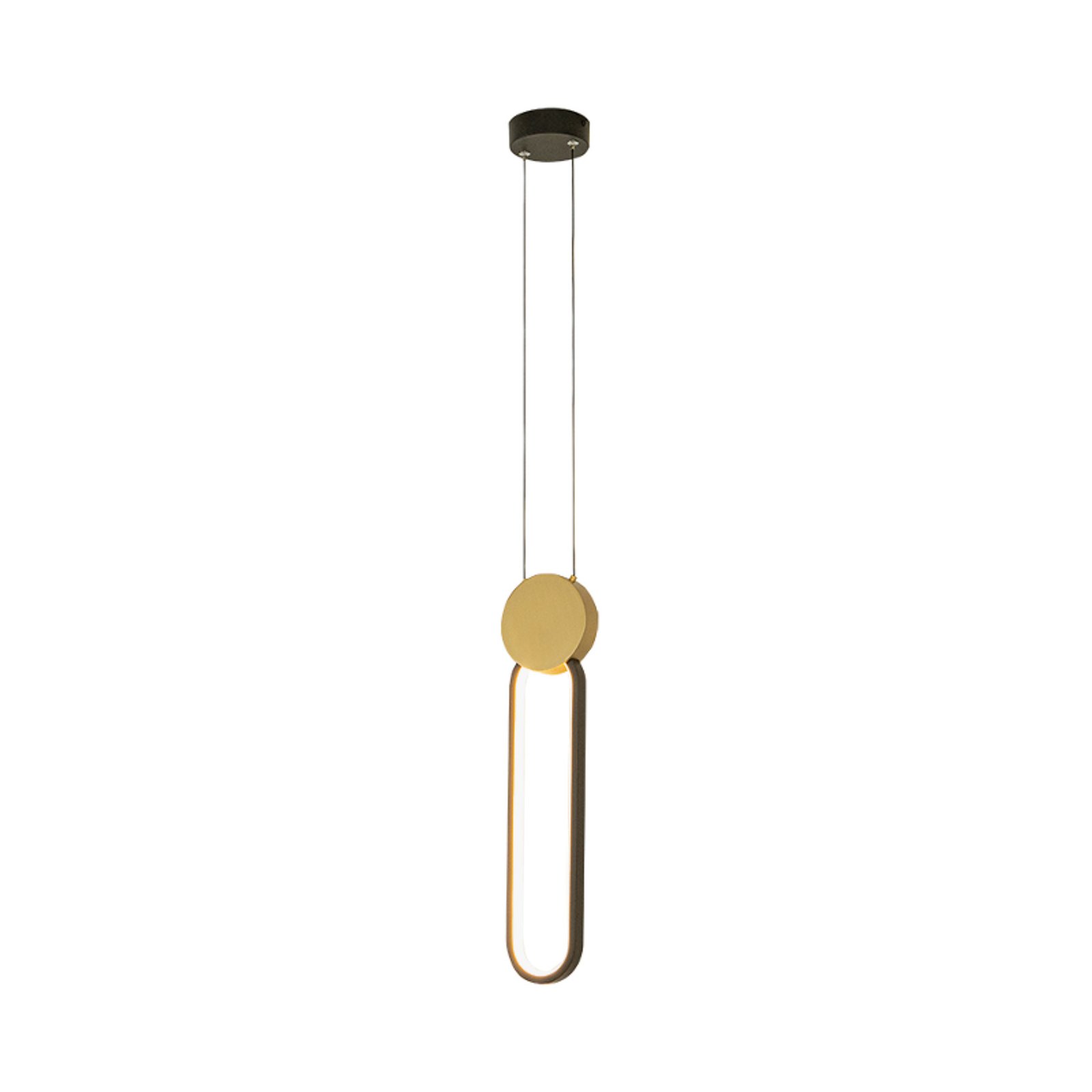 LED pendant light 23100, black, golden ring, aluminium