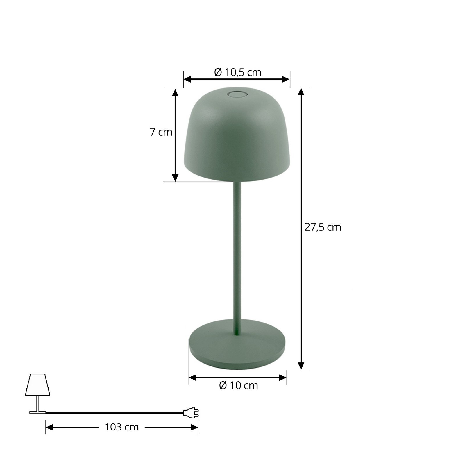 Lindby LED laetav laualamp Arietty, roheline, timmitav, IP54