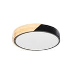 Lynorri LED-Deckenleuchte, Ø 31 cm, schwarz, Holzdekor - Prios